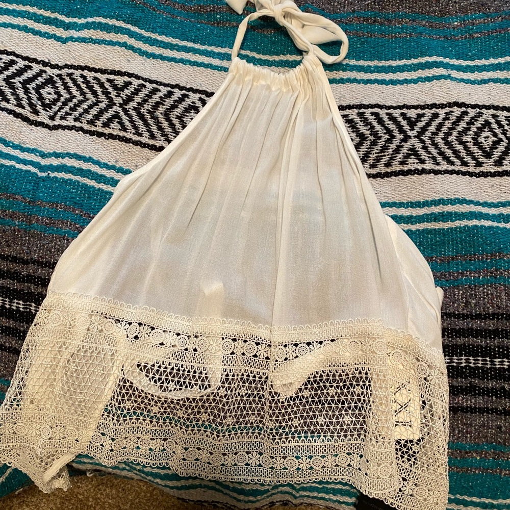 Woven halter top ivory